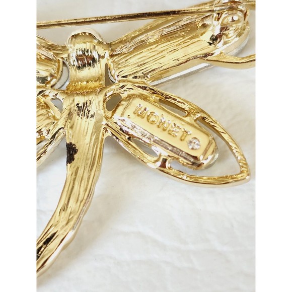 Vintage MONET Butterfly Vintage Pin Brooch Rhinestone Crystal Signed - Picture 5 of 6